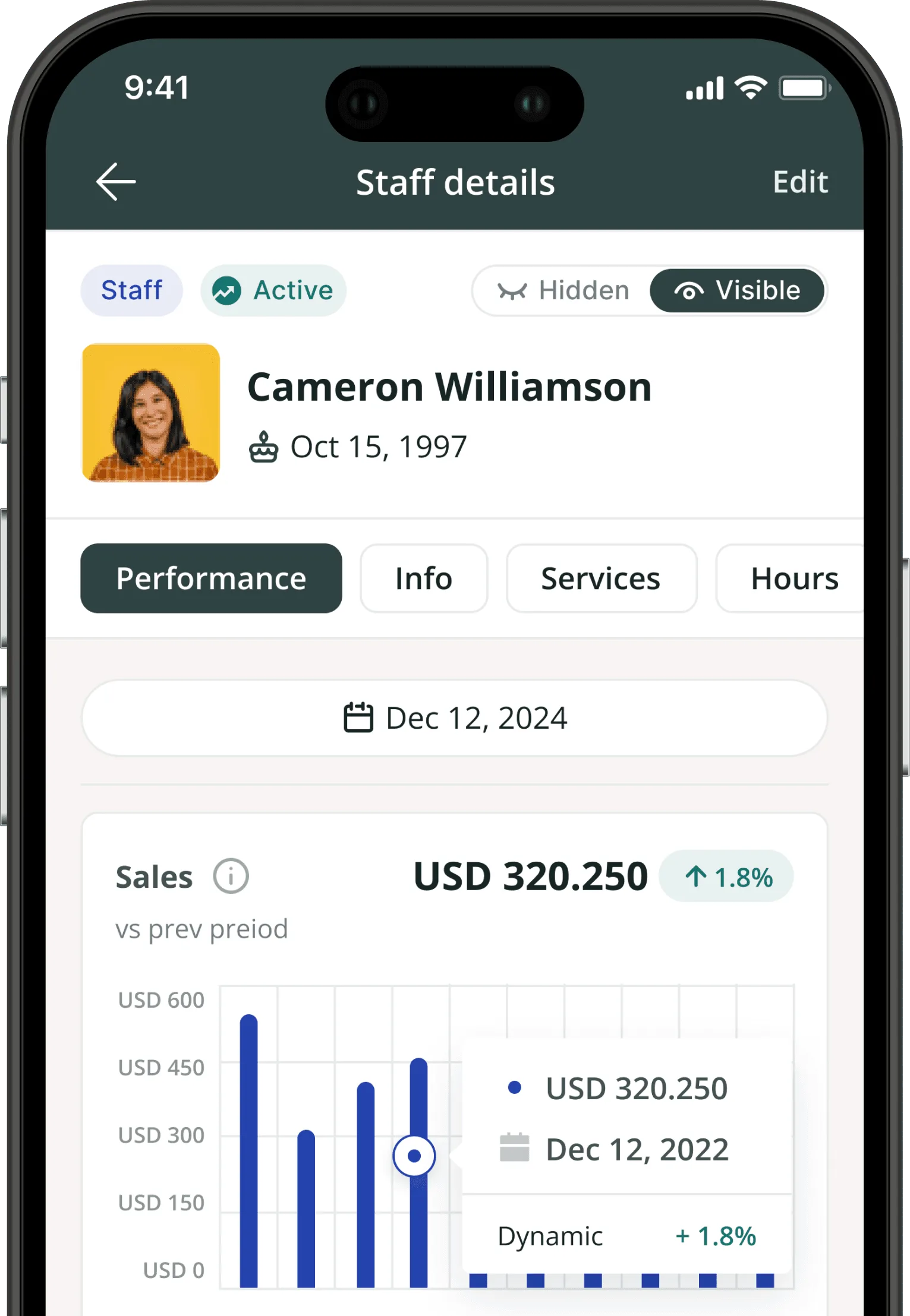 Feature demonstration on mobile device